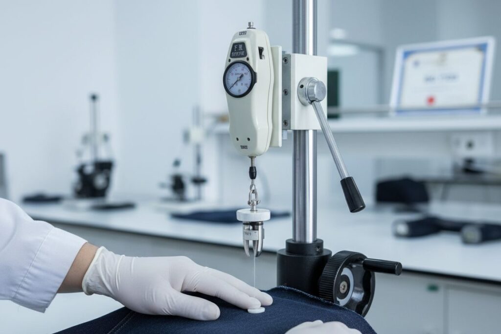 button pull test machine calibration